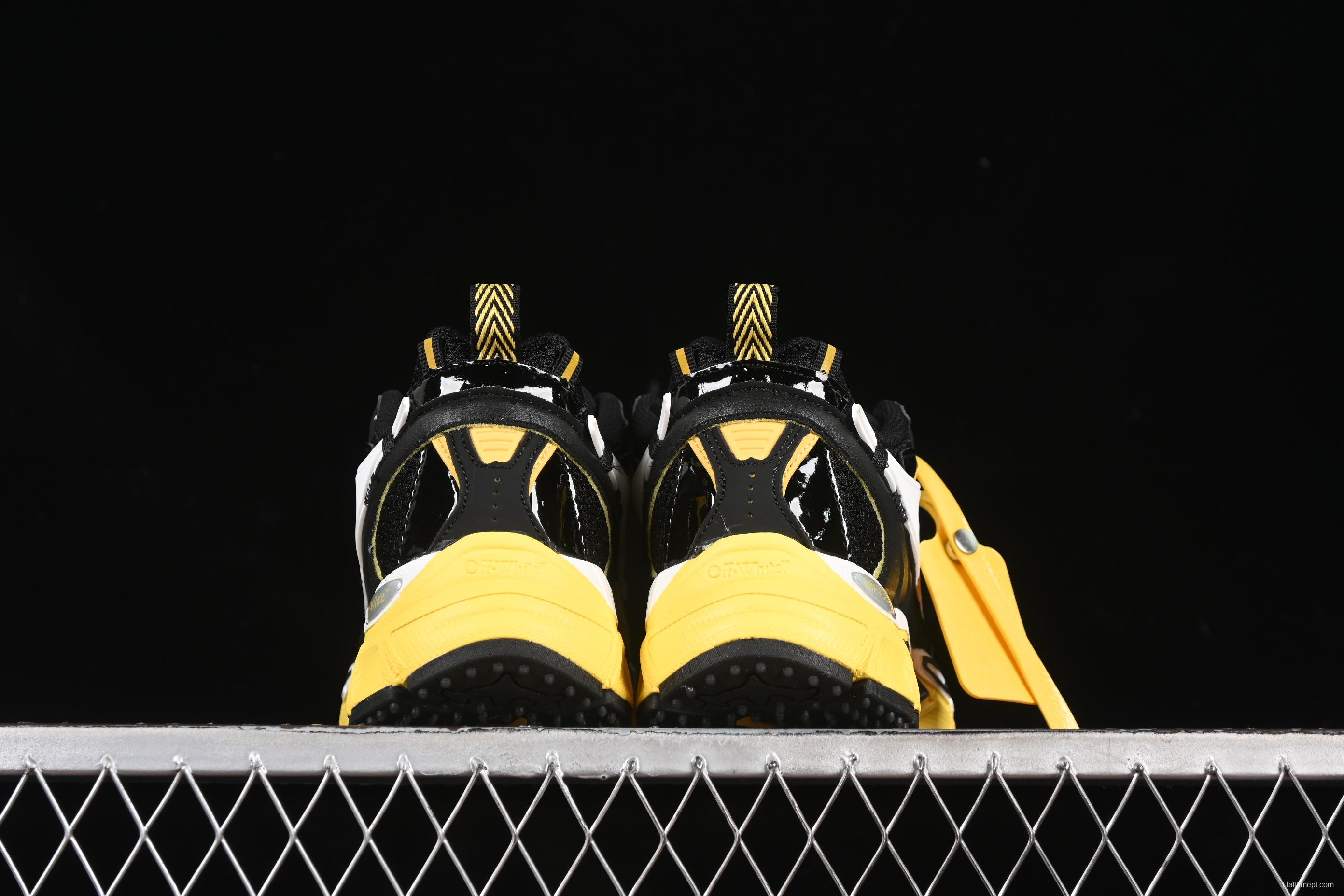 Off-White Be Right Low-Top Lifestyle Sneakers in Black & Yellow - C.D4