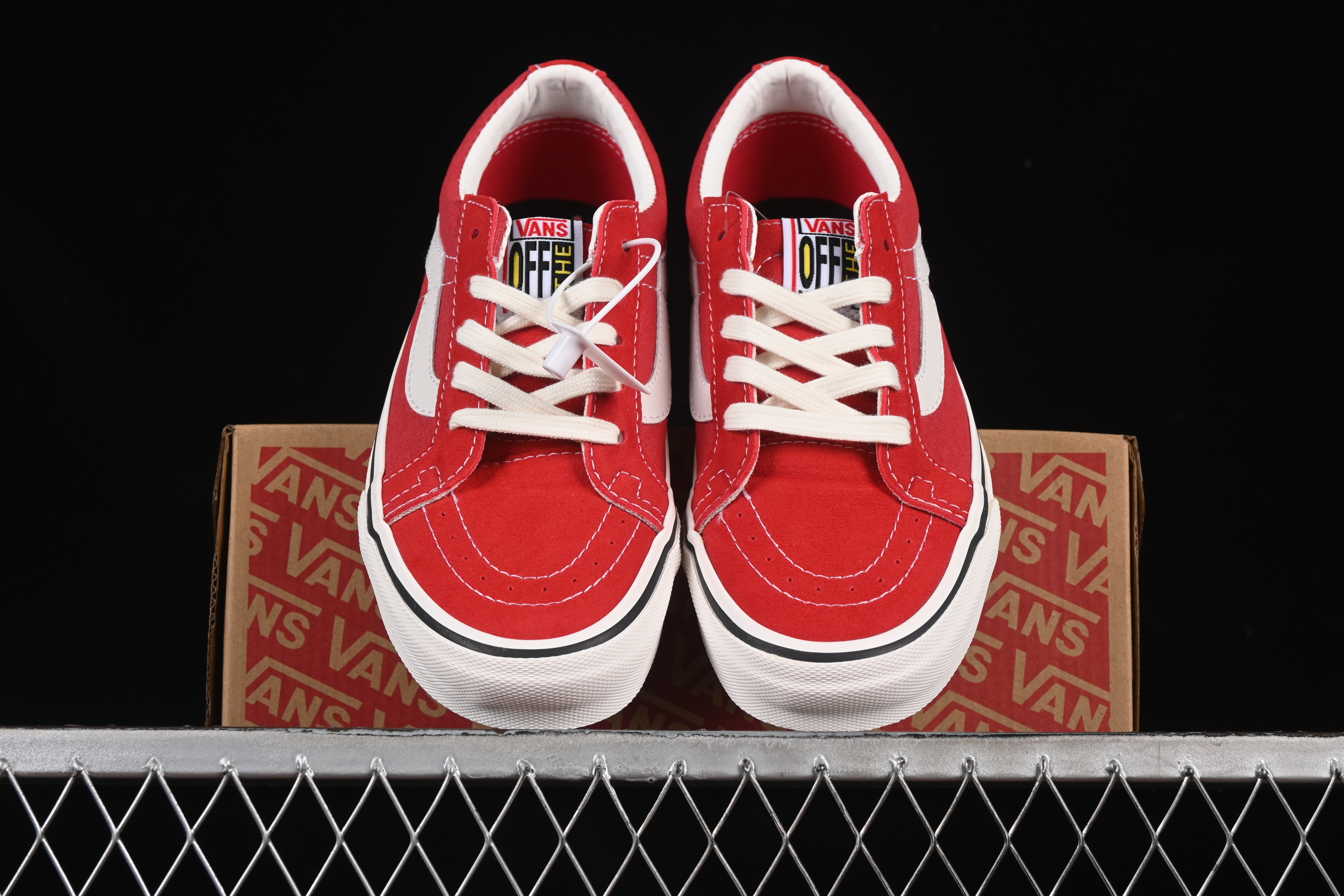 Vans Sk8-Low White Red Anti-Slip Casual Skate Shoes - VN0A4UWIXGJ