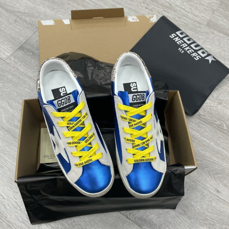 2025 Unisex GGDB Blue White Leather Sneakers