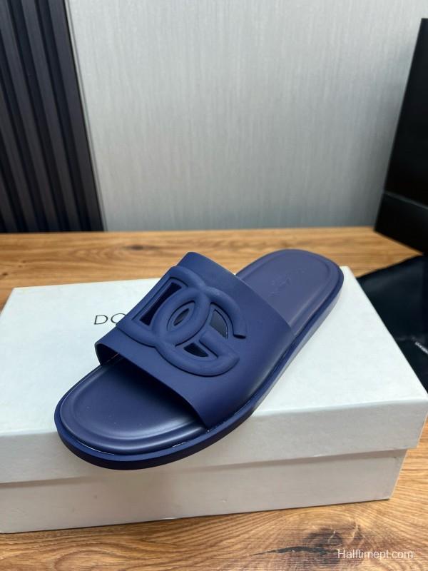 2025 Slippers Dolce & Gabbana Blue Rubber Slippers