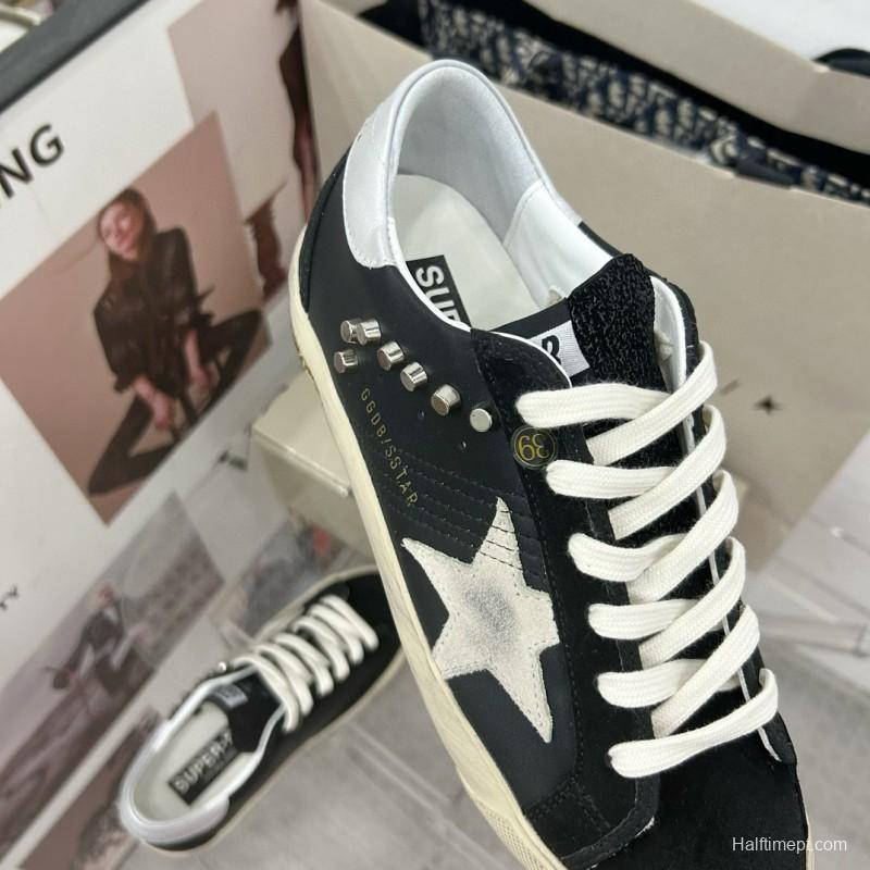 2025 Women GGDB Black White Leather Suede Star Sneakers