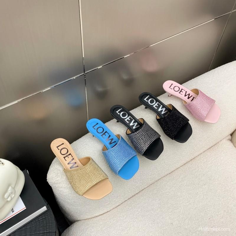2025 Women Loewe Pink Leather Sandals LY00240