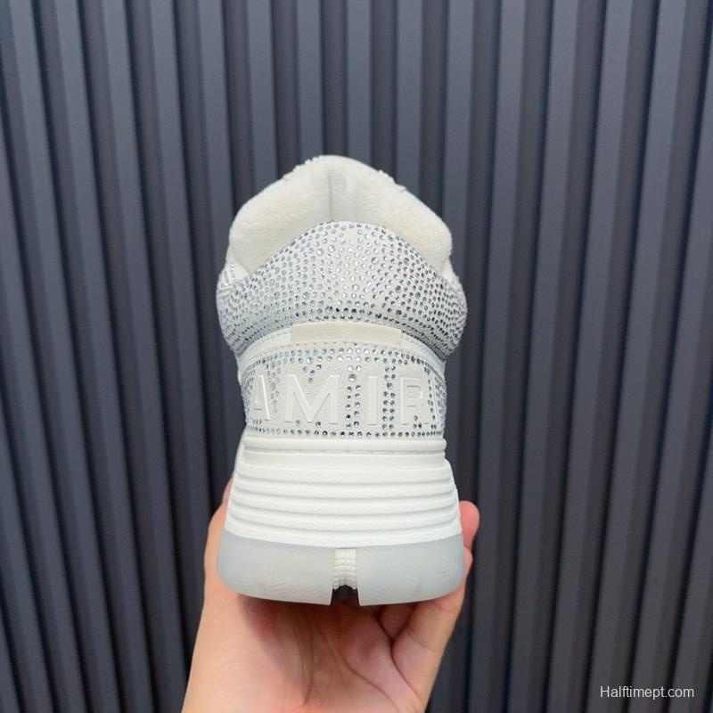2024 Unisex Amiri White Mesh Leather Sneakers MJ00410
