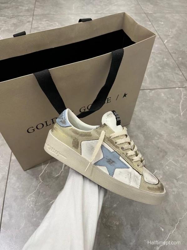 2024 Unisex GGDB White Beige Light Blue Leather Suede Sneakers MJ00260