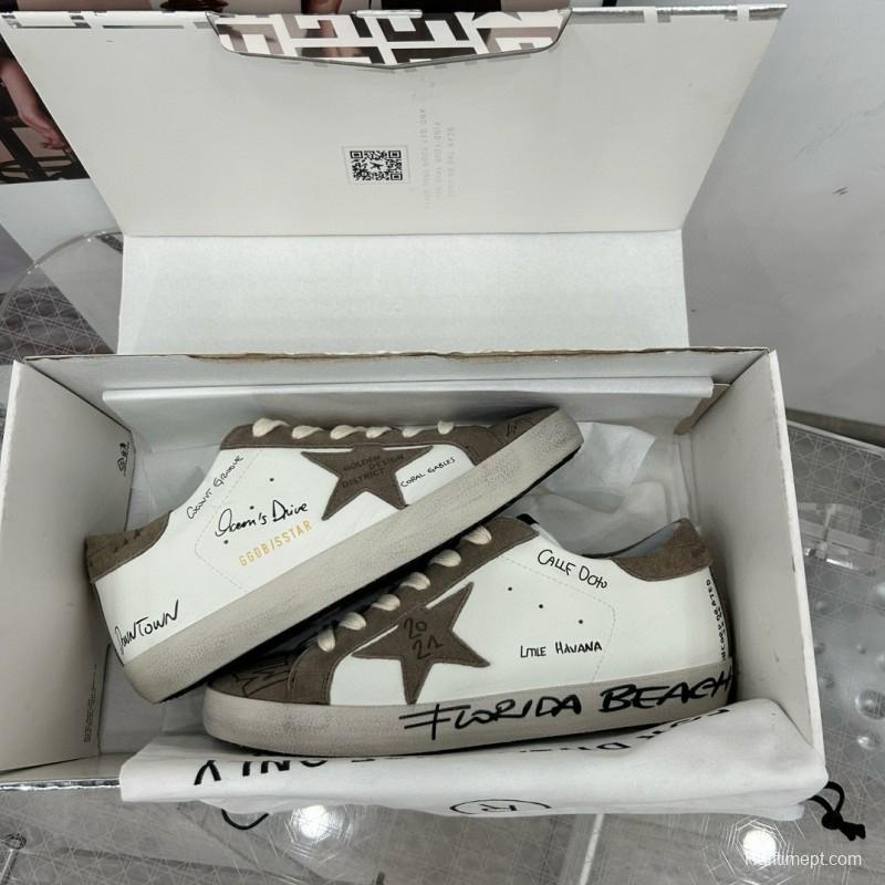 2024 Women GGDB White Grey Suede Leather Sneakers