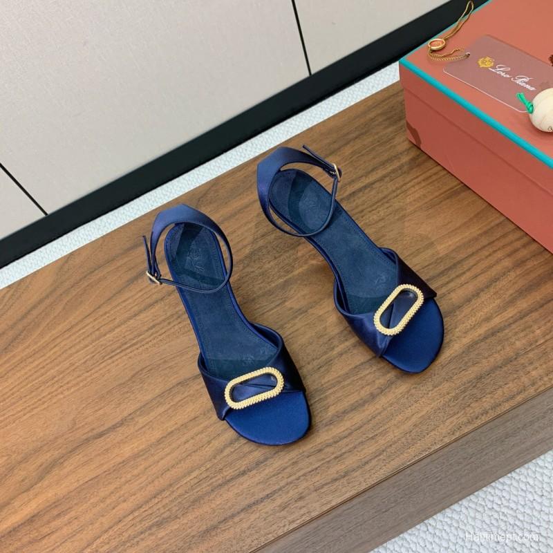 2025 Women Le Parmentier Navy Silk Sandals KFY00280
