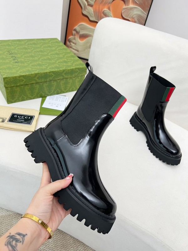 2024 Women Gucci Black Leather Boots MJ00340