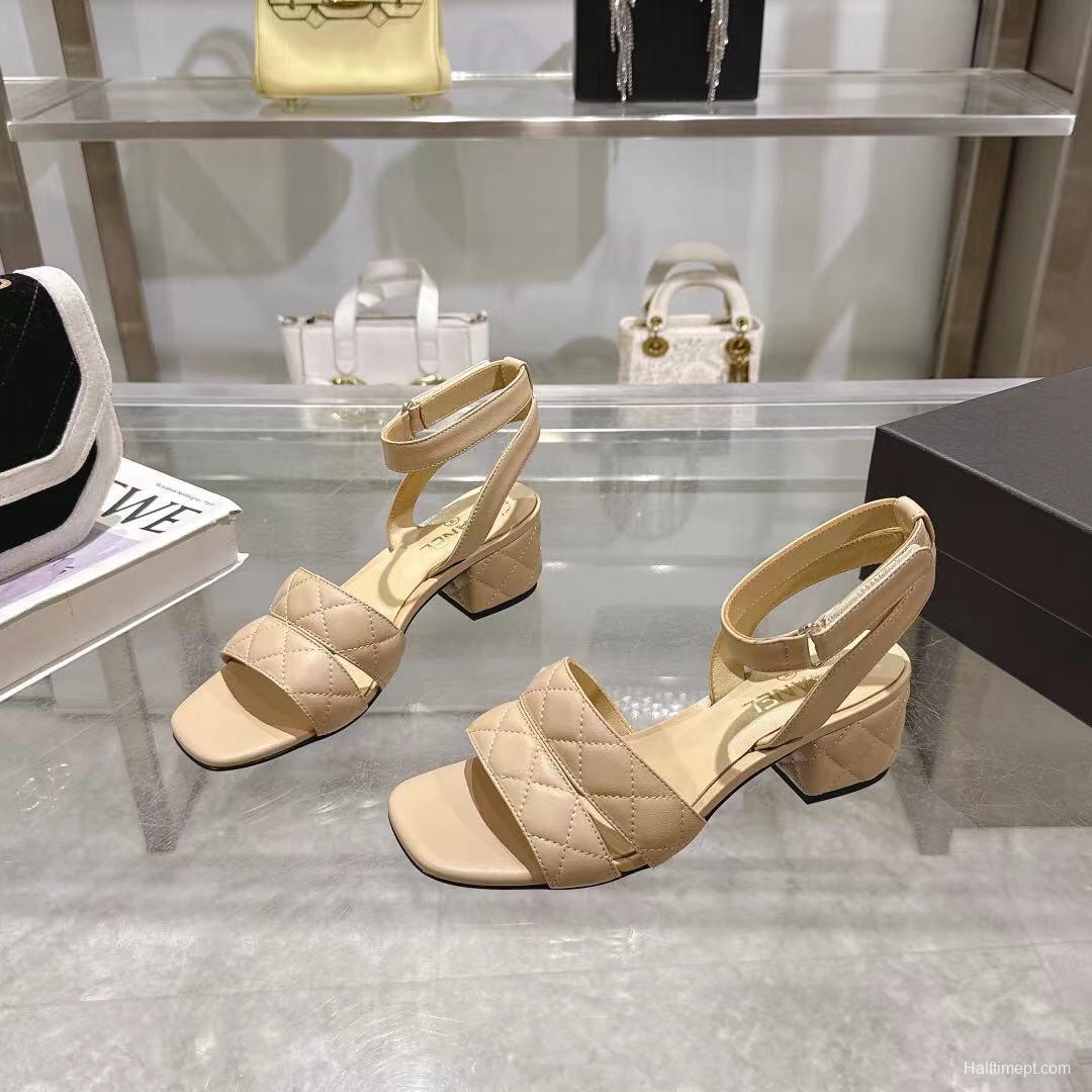 2025 Women Chanel Beige Leather Sandals LY00280