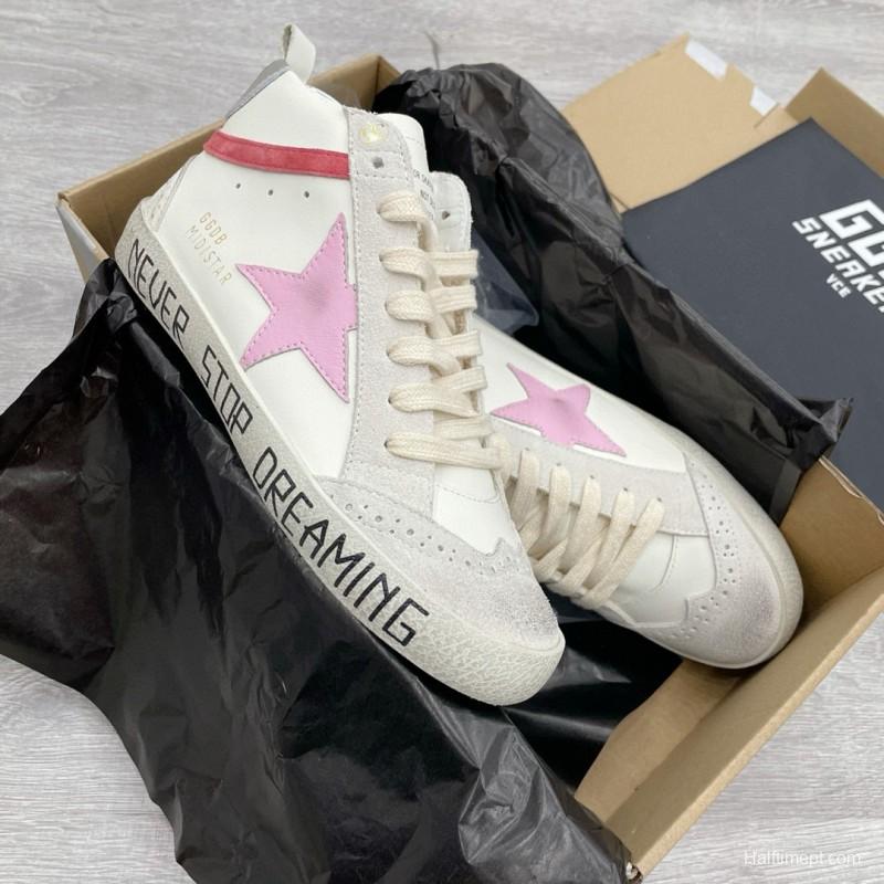 2024 Unisex GGDB White Pink Red Leather Suede High Top Sneakers MJ00300