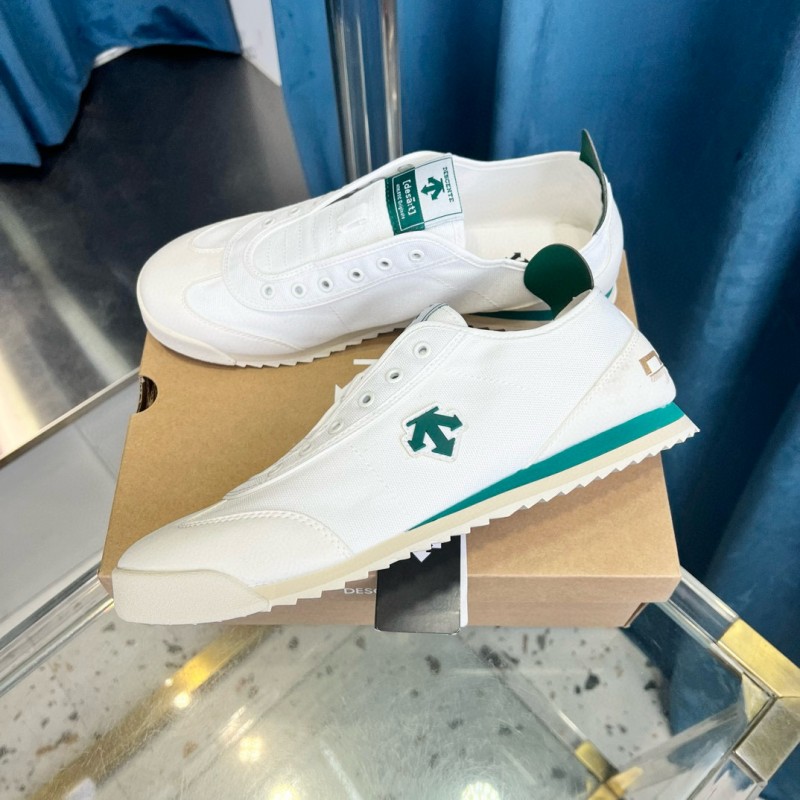 2024 Unisex DESCENTE white green canvas sneakers MJ00280