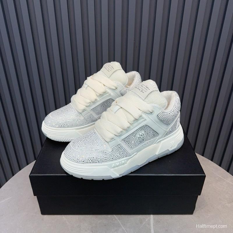 2024 Unisex Amiri White Mesh Leather Sneakers MJ00410