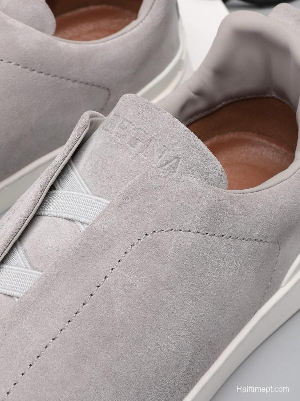 2024 Men Ermenegildo Zegna Grey Suede Sneakers MJ00240