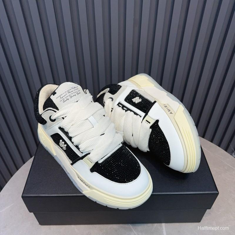 2024 Unisex Amiri Black White Leather Sneakers MJ00410