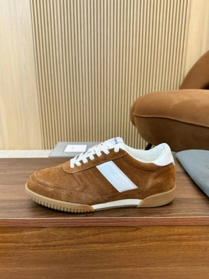 2025 Men TOM FORD Brown White Suede Leather Casual Shoes LY00360