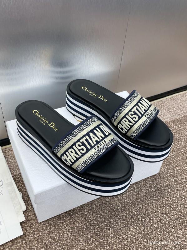 2025 Slippers Dior Black Canvas Slippers