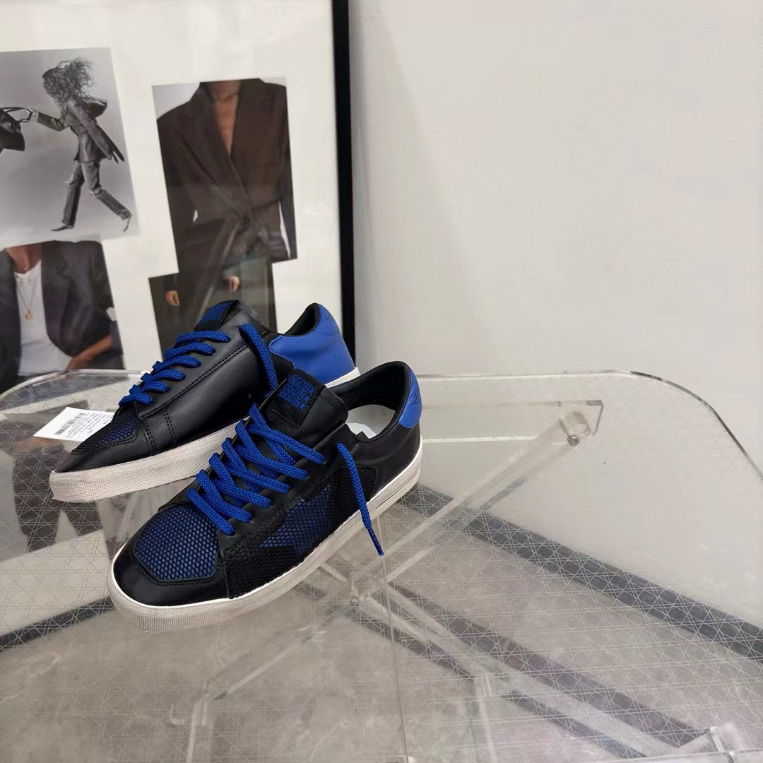 2024 Unisex GGDB Black Blue Leather Mesh Low Top Sneakers MJ00260