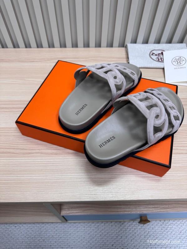 2025 Slippers Hermès Grey Suede Slippers