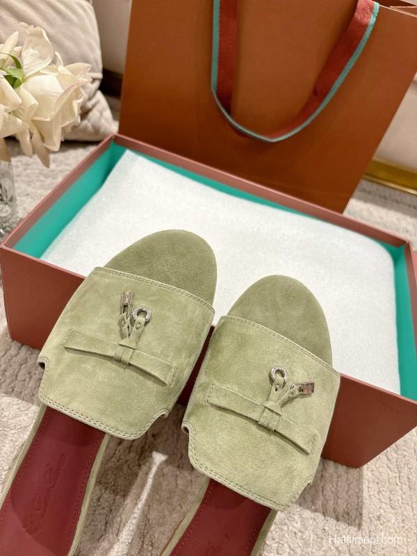 2025 Slippers LP Light Green Suede Slippers