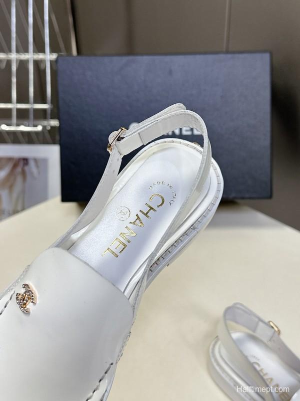 2025 Women Chanel White Leather Loafers