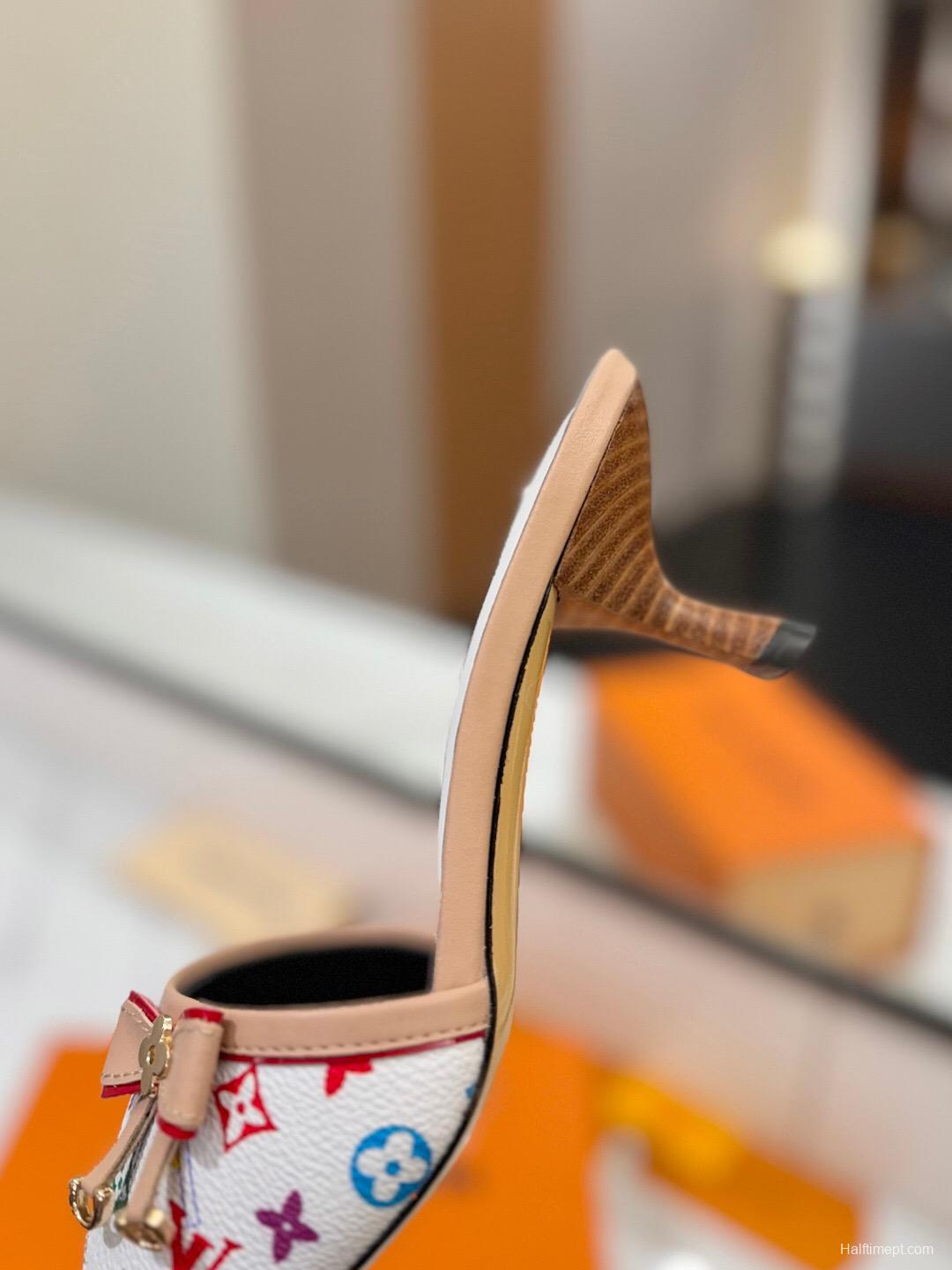 2025 Women Louis Vuitton White Multicolor Leather Sandals