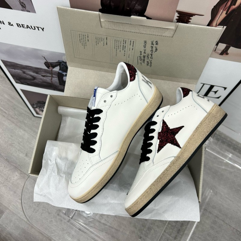 2024 Unisex GGDB White Burgundy Leather Sneakers MJ00260