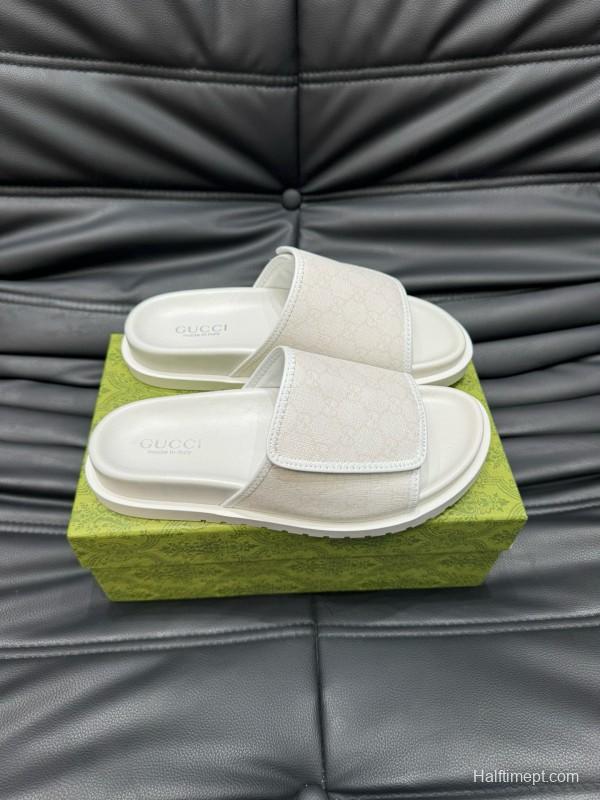2024 Gucci White Fabric Slippers MJ00200