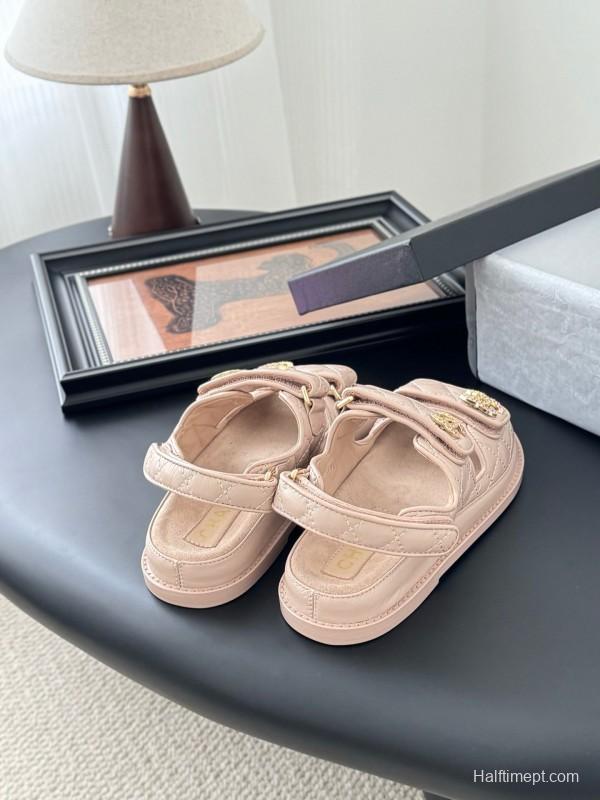 2025 Women Chanel Beige Leather Sandals LY00320