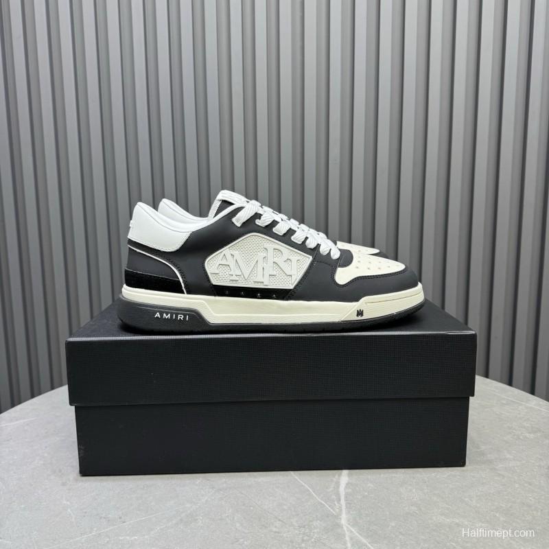 2025 Unisex Amiri Black White Leather Sneakers MJ00360
