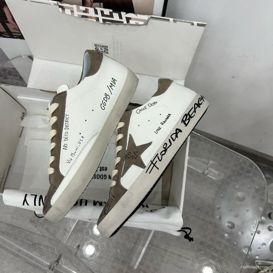 2024 Women GGDB White Grey Suede Leather Sneakers