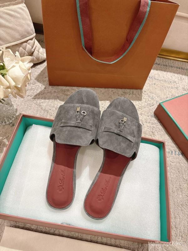 2025 Slippers LP Grey Suede Slippers LY00270