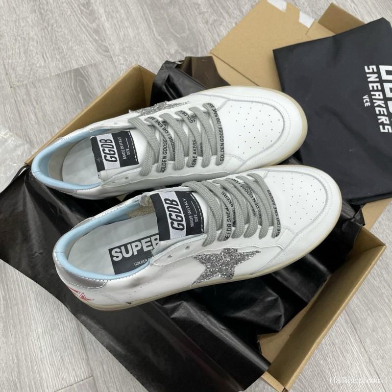 2024 Unisex GGDB White Silver Leather Sneakers MJ00260