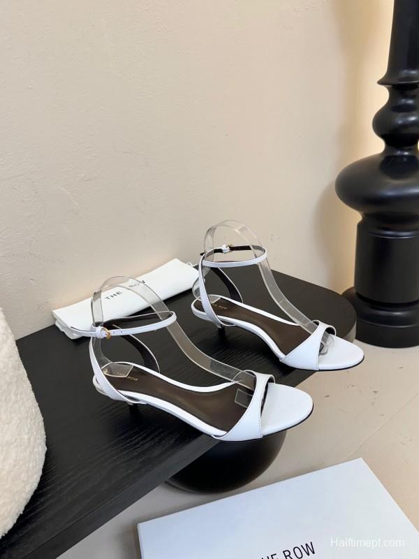 2025 Women The Row White Leather Sandals