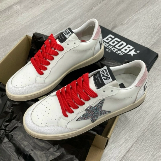 2024 Unisex GGDB White Red Leather Low-Top Sneakers MJ00260