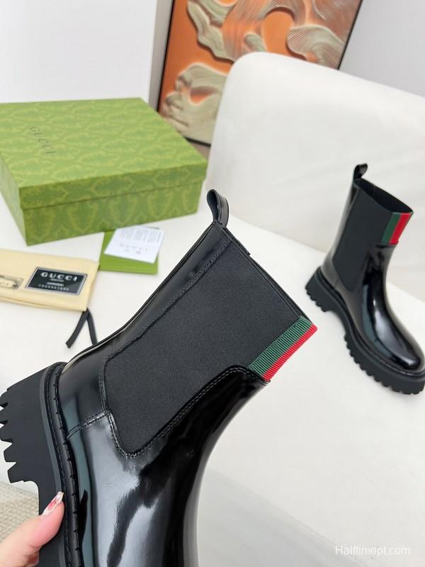 2024 Women Gucci Black Leather Boots MJ00340