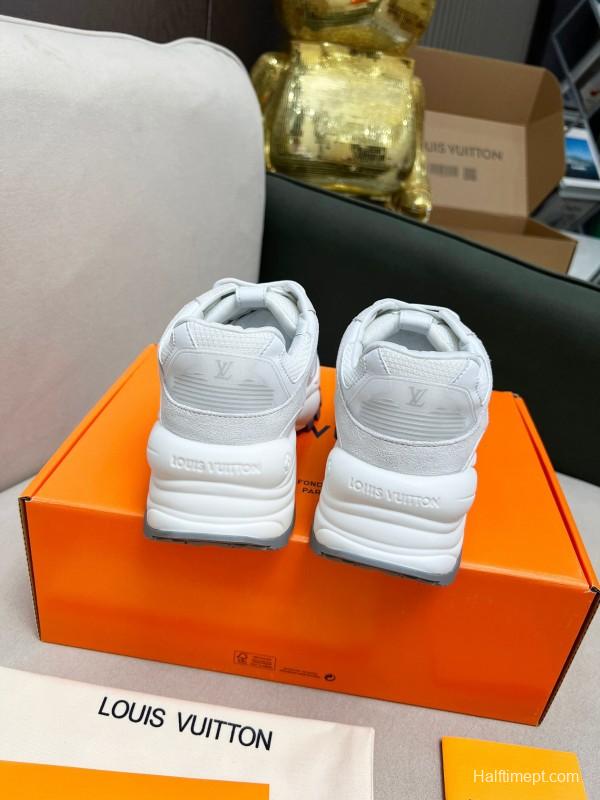 2025 Women Louis Vuitton White Leather Mesh Running Sneakers LY00340
