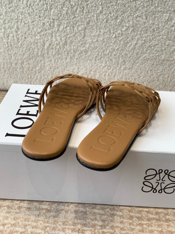 2025 Loewe Brown Leather Slippers KFY00250