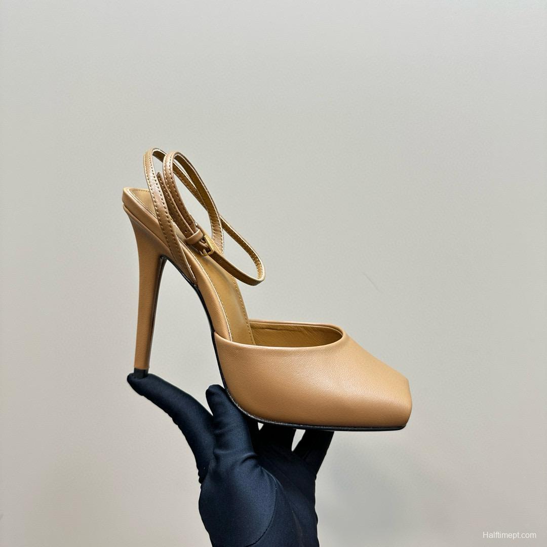 2025 Women Yves Saint Laurent Beige Calfskin Slingback Pumps