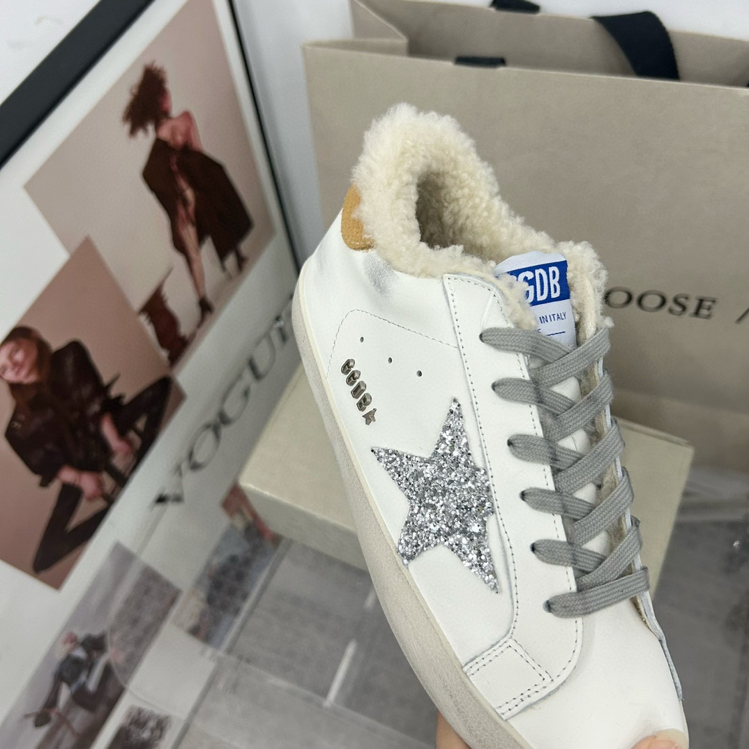 2025 Women GGDB White Silver Leather Sneakers MJ00260