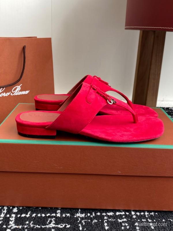 2025 Slippers LP Red Suede Slippers