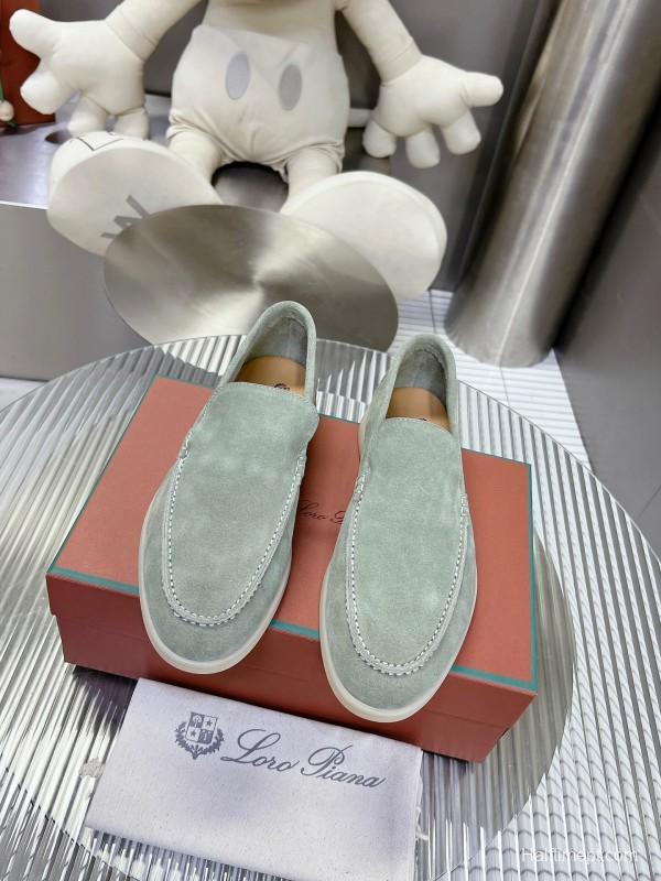 2025 Men LP Light Green Suede Loafers LY00260