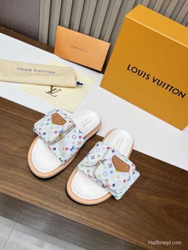 2025 Louis Vuitton Multi Color Canvas Slippers