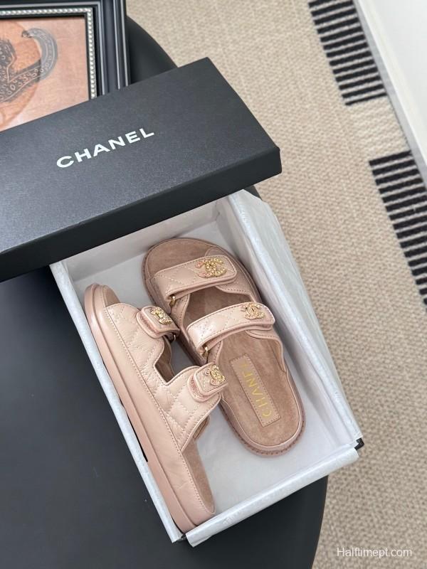 2025 Women Chanel Beige Leather Sandals LY00310