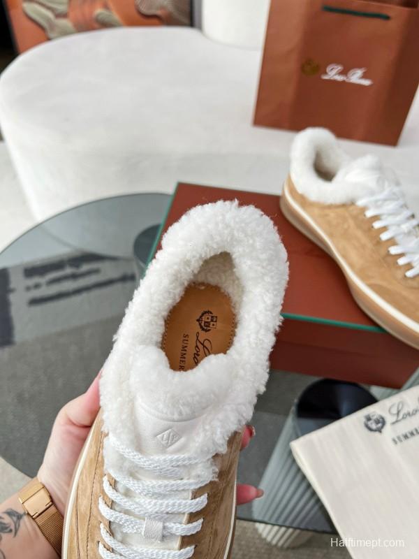 2024 Women LP Kummel Brown Suede Shearling Low-top Sneakers MJ00350