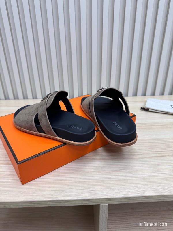 2025 Slippers Hermès Brown Suede Slippers