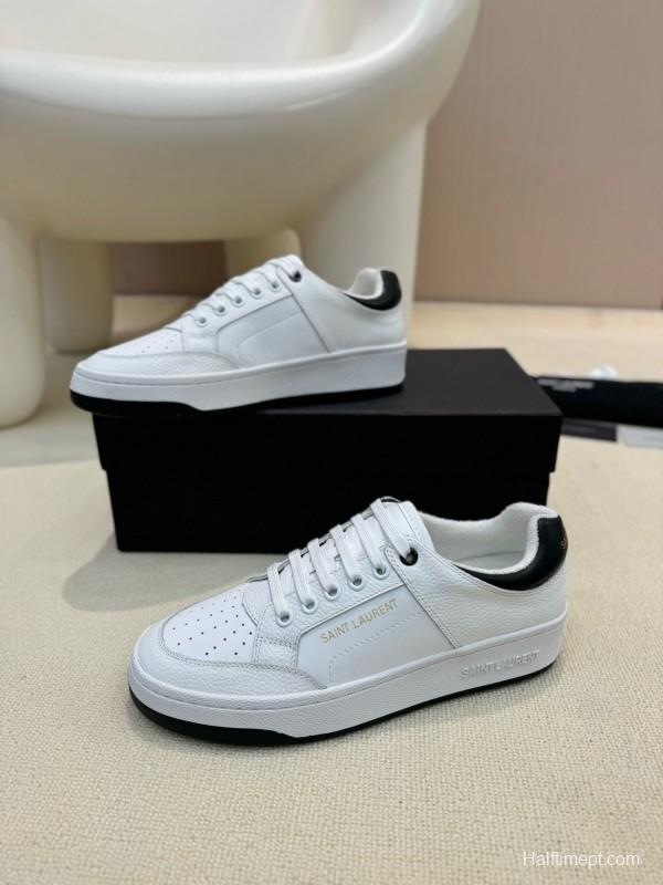 2024 Unisex Yves Saint Laurent white black leather sneakers