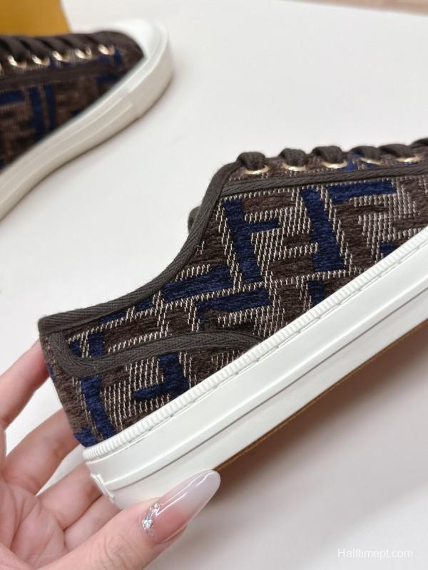 2025 Women Fendi Brown Black Canvas Sneakers LY00280
