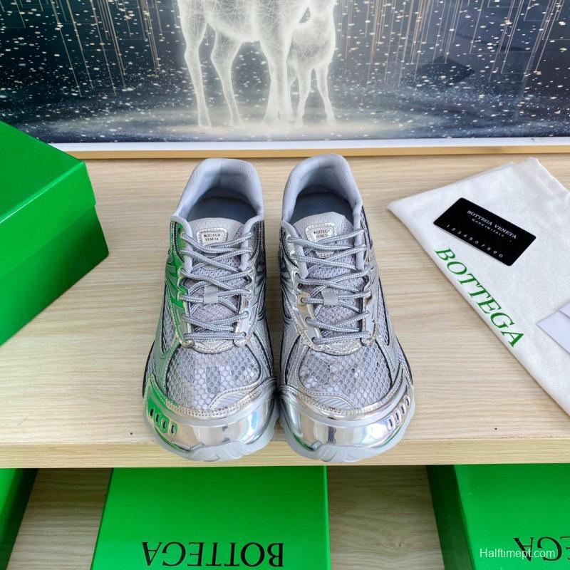 2025 Unisex Bottega Veneta Silver Grey Mesh TPU Runner Sneakers LY00310