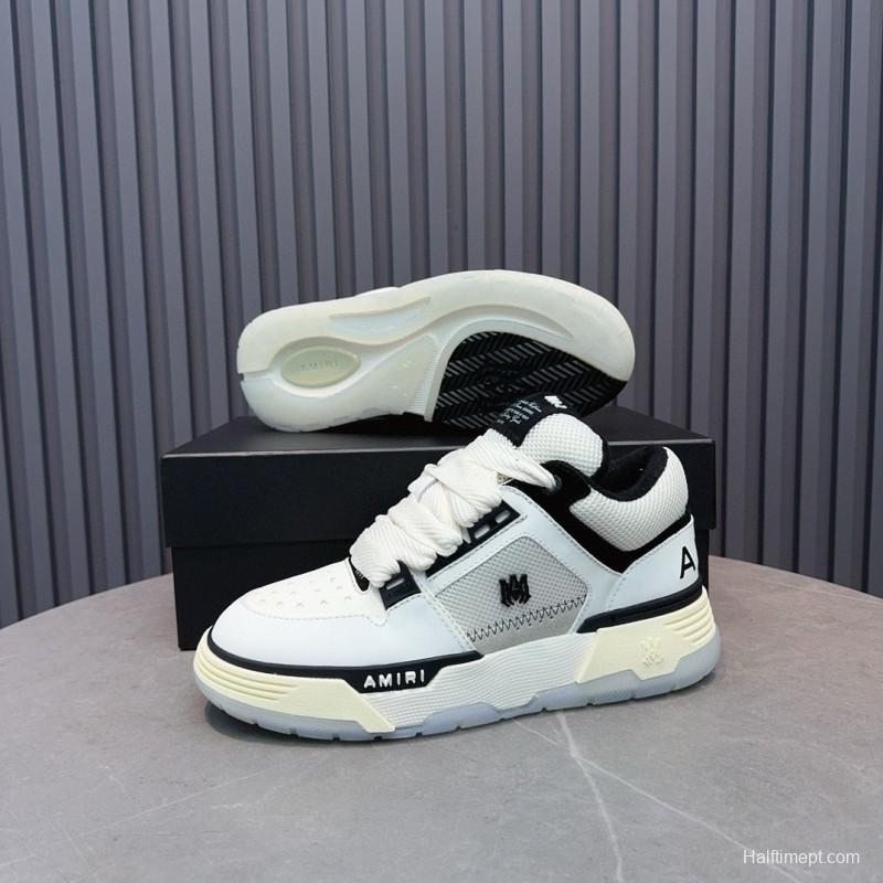 2024 Unisex Amiri White Black Leather Sneakers MJ00360