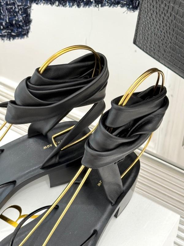 2025 Women Yves Saint Laurent Black Leather Sandal