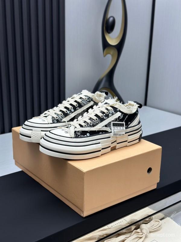 2025 Unisex XVESSEL Black White Canvas Plimsolls Distressed AS00240
